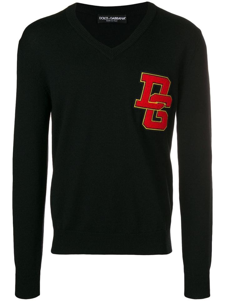 Dolce & Gabbana Chest Logo Knit Sweater - Black