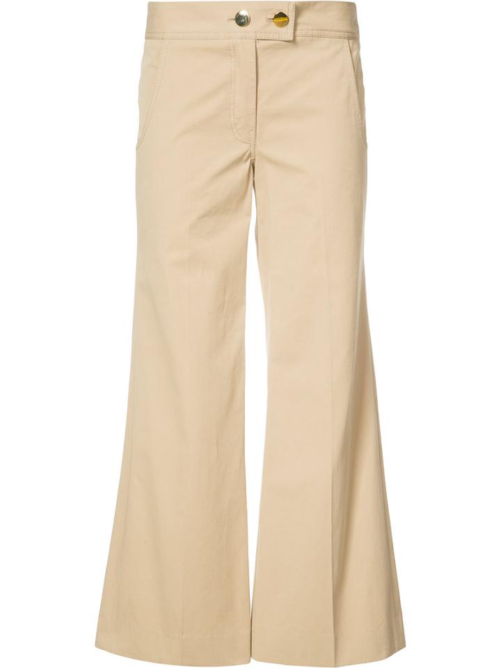 Derek Lam - Flared Cropped Trousers - Women - Cotton - 42, Women's, Brown, Cotton