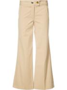 Derek Lam - Flared Cropped Trousers - Women - Cotton - 42, Women's, Brown, Cotton