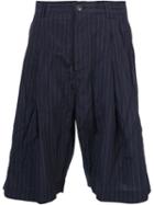 Song For The Mute Pinstriped Bermuda Shorts, Men's, Size: 46, Blue, Nylon/rayon
