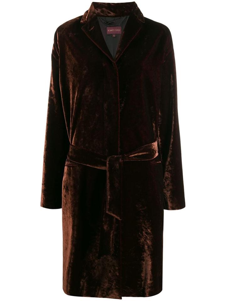 Romeo Gigli Pre-owned 1990s Velvet Effect Tie-waist Coat - Brown