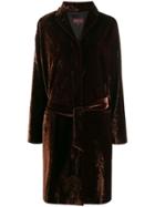 Romeo Gigli Pre-owned 1990s Velvet Effect Tie-waist Coat - Brown