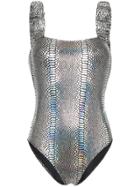 Beth Richards Scrunchie Snakeskin-print Swimsuit - Metallic