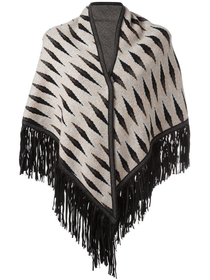 Antonia Zander Fringed Cape, Women's, Nude/neutrals, Lamb Skin/cashmere