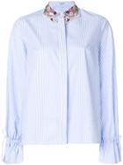 Vivetta Embroidered Collar Striped Shirt - Blue