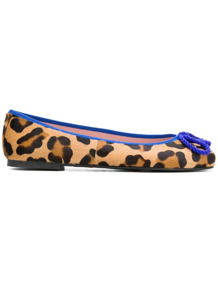 Pretty Ballerinas Leopard Print Ballerina Pumps - Neutrals