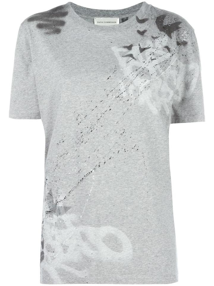 Faith Connexion Splatter Print T-shirt, Women's, Size: Xs, Grey, Cotton