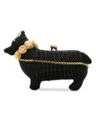 Serpui Straw 'dog' Clutch - Black