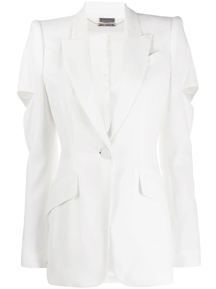 Alexander Mcqueen Cut Out Blazer - White