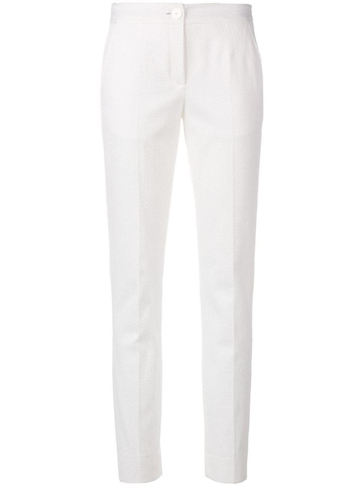 Talbot Runhof Textured Slim-fit Trousers - White