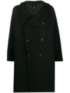 Hevo Double-breasted Hooded Coat - Black