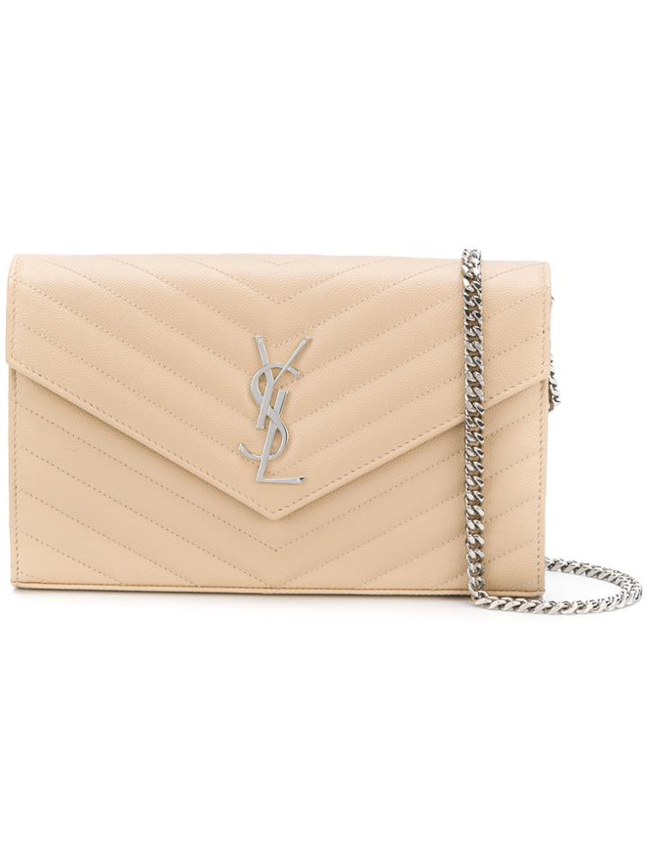 Saint Laurent Monogram Chain Waller - Nude & Neutrals