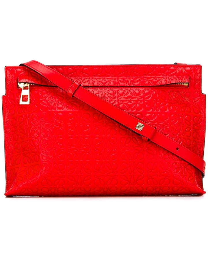 Loewe Logo Embossed T Bag - Red