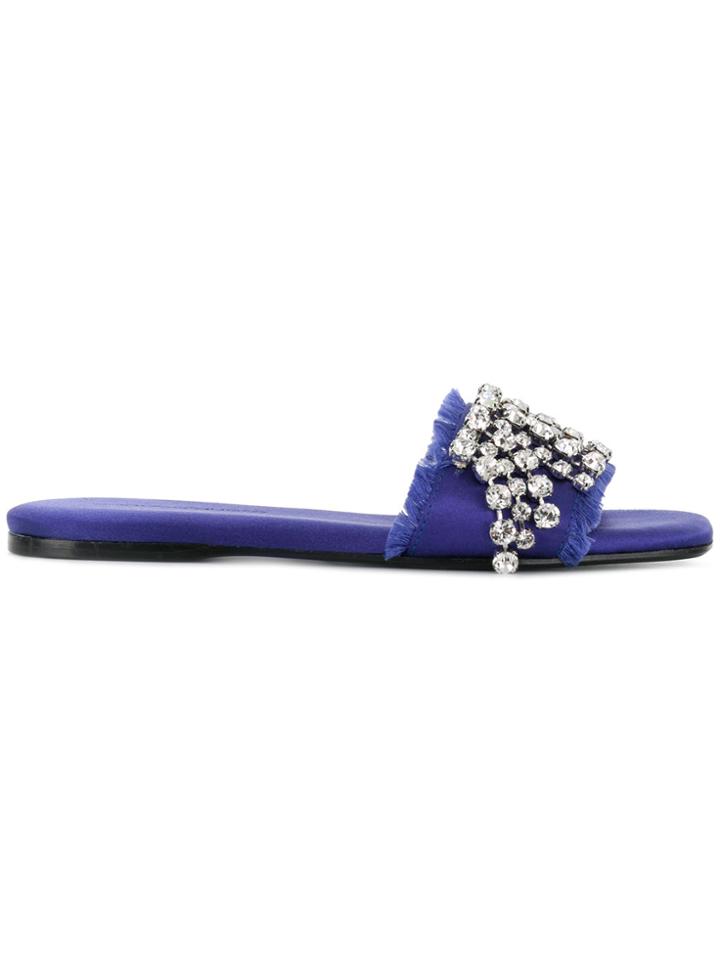 Anna Baiguera Embellished Mules - Blue
