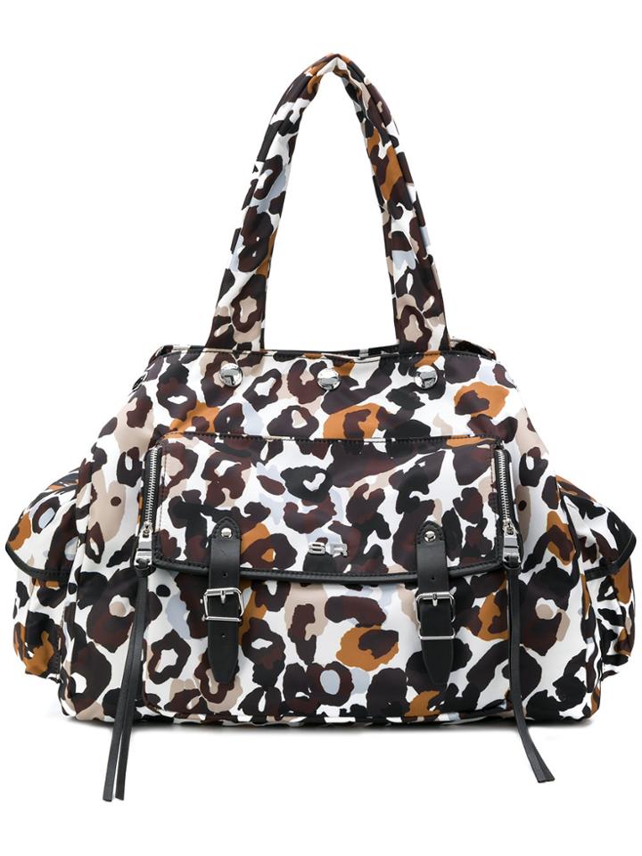 Sonia Rykiel Leopard Print Maxi Flap Tote - Brown