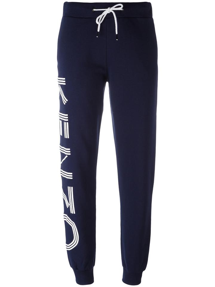 Kenzo Logo Appliqué Trackpants, Size: Small, Blue, Cotton