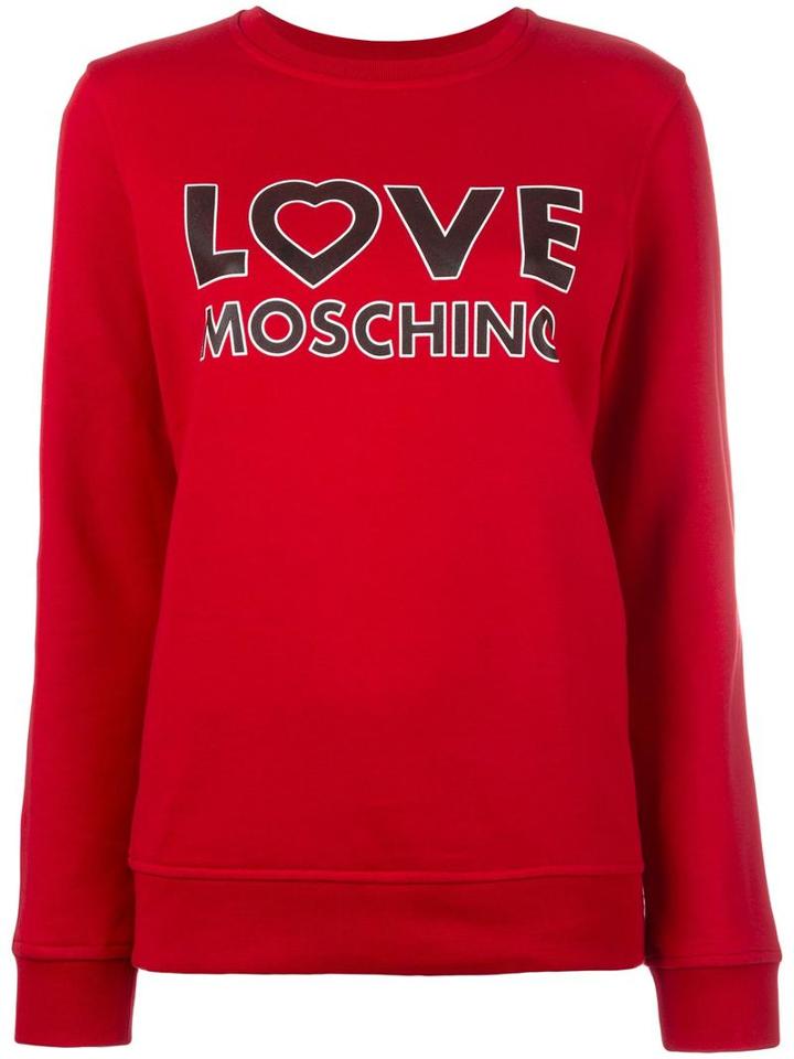 Love Moschino Logo Print Sweatshirt, Women's, Size: 44, Red, Cotton
