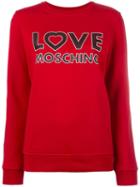 Love Moschino Logo Print Sweatshirt, Women's, Size: 44, Red, Cotton