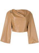 Bianca Spender Leatherette Aria Top - Brown