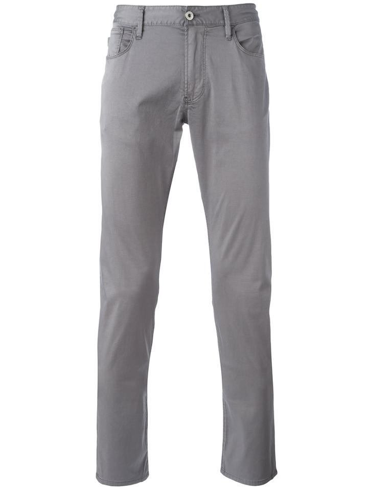 Armani Jeans Plain Chinos, Men's, Size: 34, Grey, Cotton/spandex/elastane