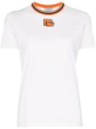 Prada Ribbed Neck Logo Patch Cotton T Shirt - White