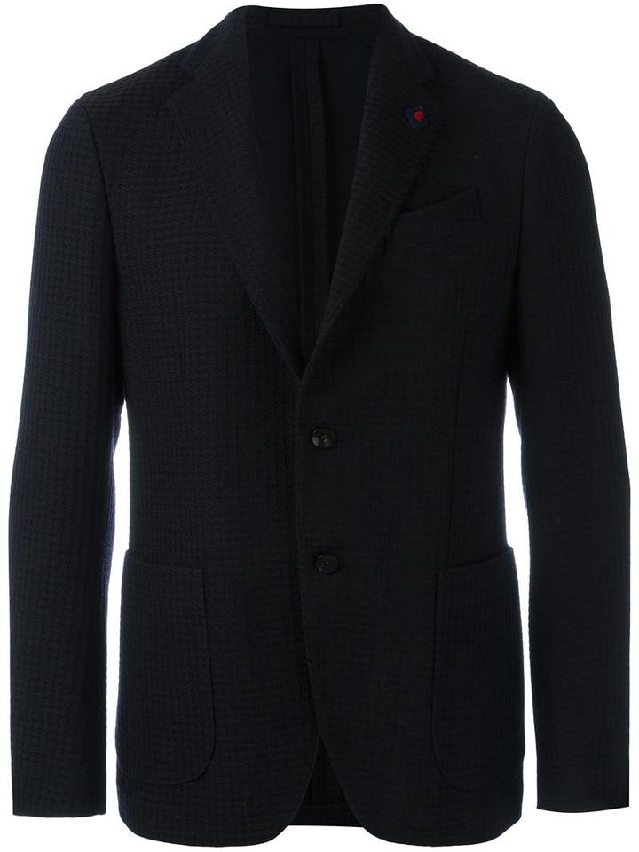 Lardini Checked Blazer, Men's, Size: 52, Blue, Wool