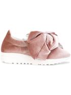 Joshua Sanders Flamingo Velvet Bow Sneakers - Pink & Purple