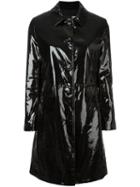 Love Moschino Varnished Effect Buttoned Coat, Women's, Size: 44, Black, Cotton/viscose/polyester/polyurethane