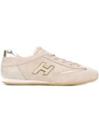 Hogan Lace-up Sneakers, Women's, Size: 36.5, Nude/neutrals, Rubber/suede/leather