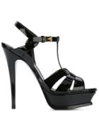 Saint Laurent Tribute Sandals, Women's, Size: 41, Black, Patent Leather/leather