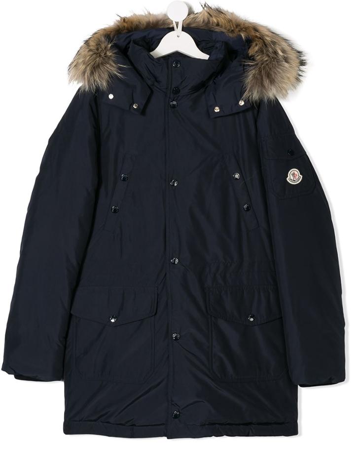 Moncler Kids Teen Yann Parka Coat - Blue