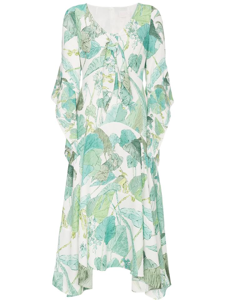 Peter Pilotto Silk Palm Print Dress - Green