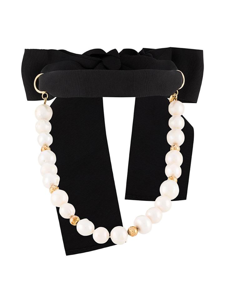 Magda Butrym Snapdragon Pearl Necklace - Black