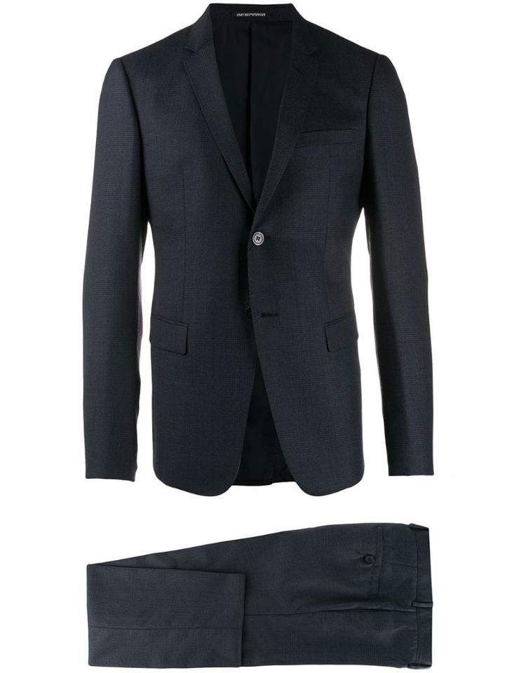 Emporio Armani Plaid Pattern Suit - Blue