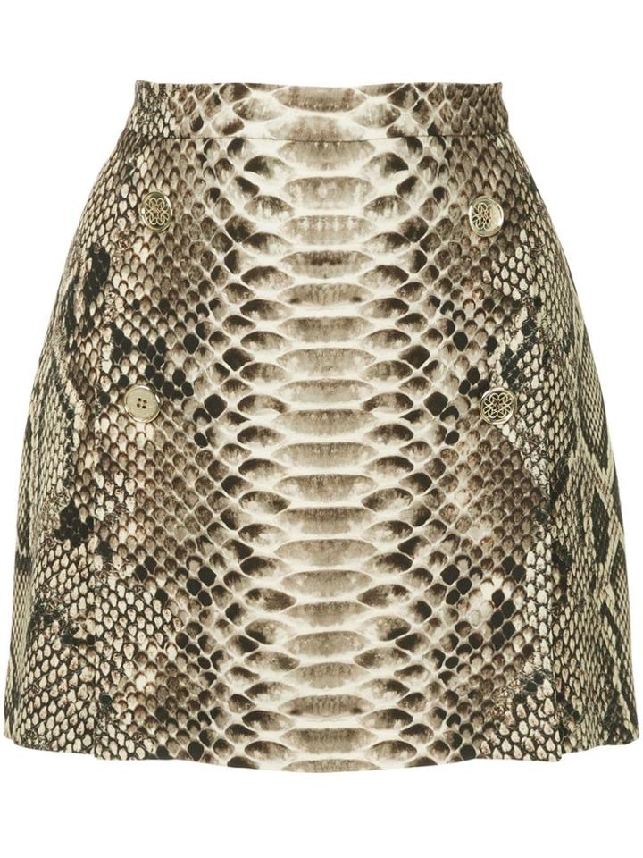 Elie Saab Mini Skirt With Slits - Brown