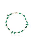 Suzanne Kalan 18kt Yellow Gold Emerald And Diamond Tennis Bracelet -