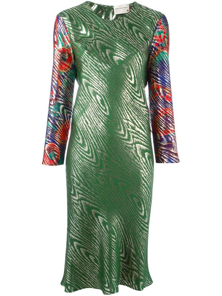 Maison Rabih Kayrouz Metallic Mid Dress, Women's, Size: 36, Green, Silk/metallic Fibre
