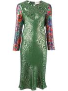 Maison Rabih Kayrouz Metallic Mid Dress, Women's, Size: 36, Green, Silk/metallic Fibre
