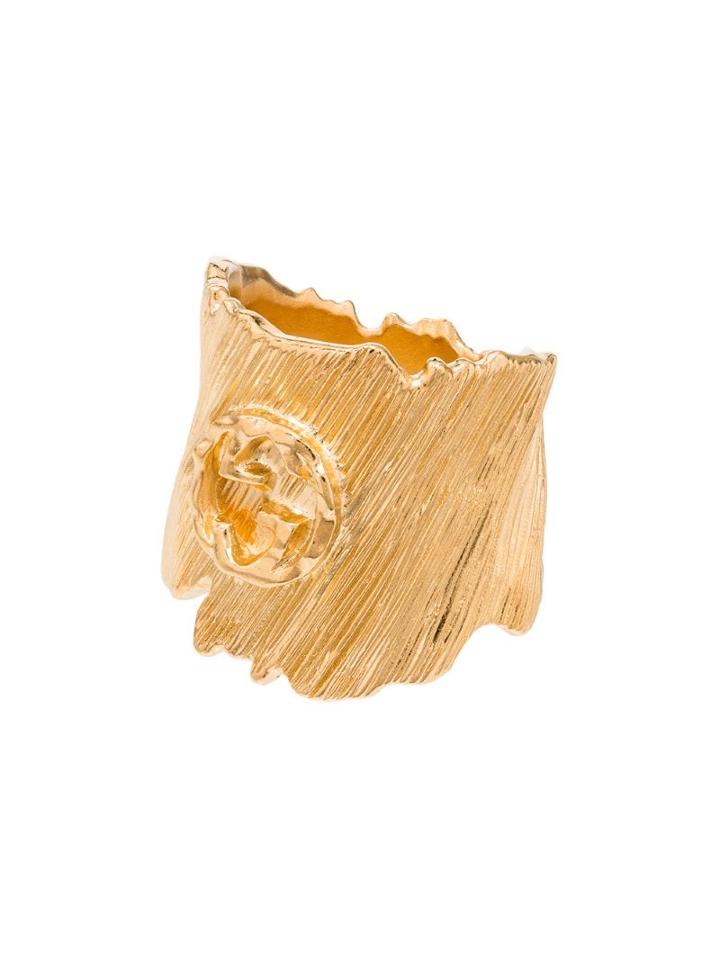 Gucci Gg Textured Ring - Gold