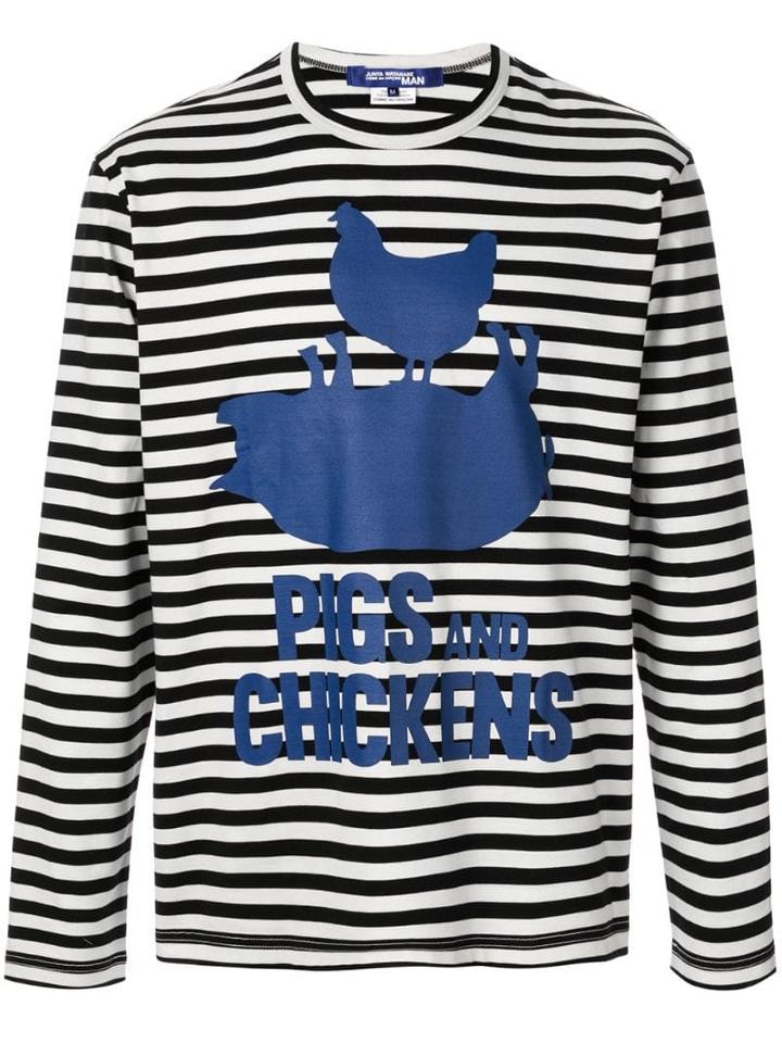 Junya Watanabe Man Pigs Chickens Print T-shirt - Black