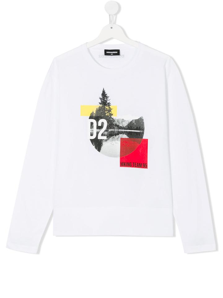 Dsquared2 Kids Hiking Print Top - White