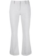 Brunello Cucinelli - Cropped Kick Flare Trousers - Women - Cotton/polyester/spandex/elastane/cupro - 46, Women's, Grey, Cotton/polyester/spandex/elastane/cupro