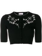Red Valentino Cropped Embroidered Cardigan - Black