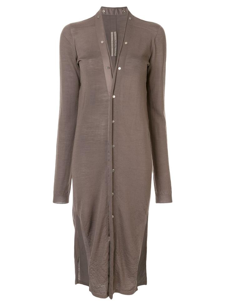 Rick Owens S V Neck Snap Longcardigan - Grey