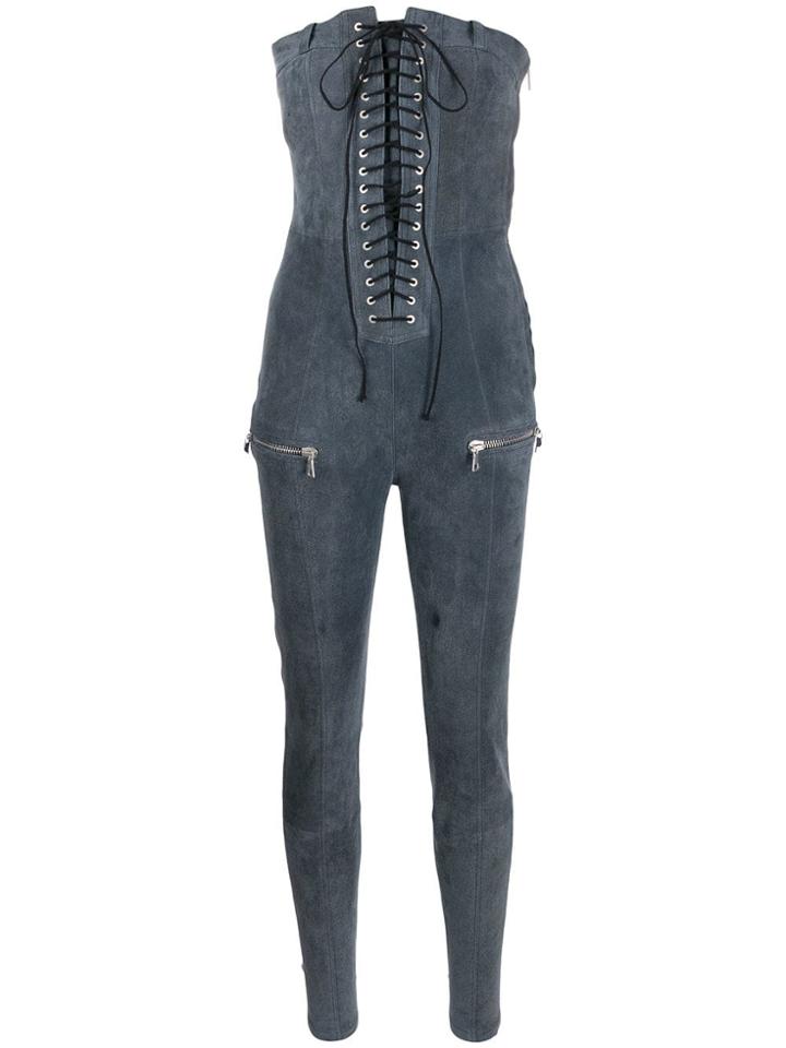 Unravel Project Lace Up Bustier Jumpsuit - Grey