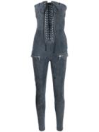 Unravel Project Lace Up Bustier Jumpsuit - Grey