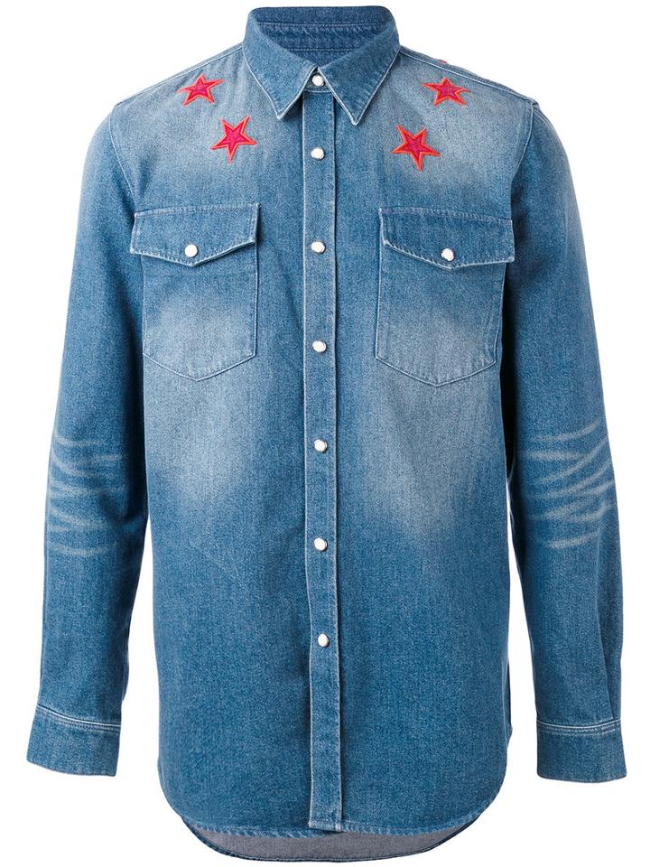 Givenchy - Denim Star Embroidered Shirt - Men - Cotton - M, Blue, Cotton