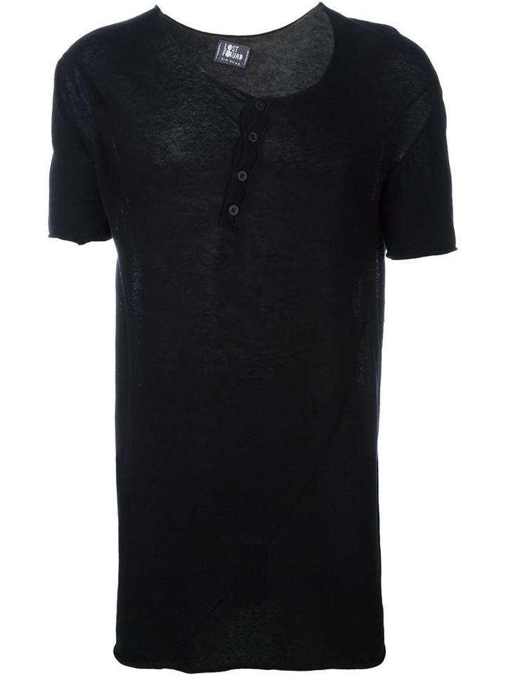 Lost & Found Ria Dunn Asymmetric Button Down Front T-shirt, Men's, Size: Xs, Black, Cotton