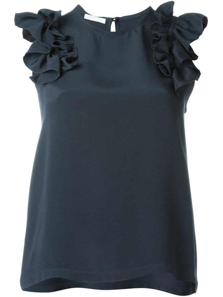 Société Anonyme Frill Trim Tank Top, Women's, Size: 1, Grey, Silk