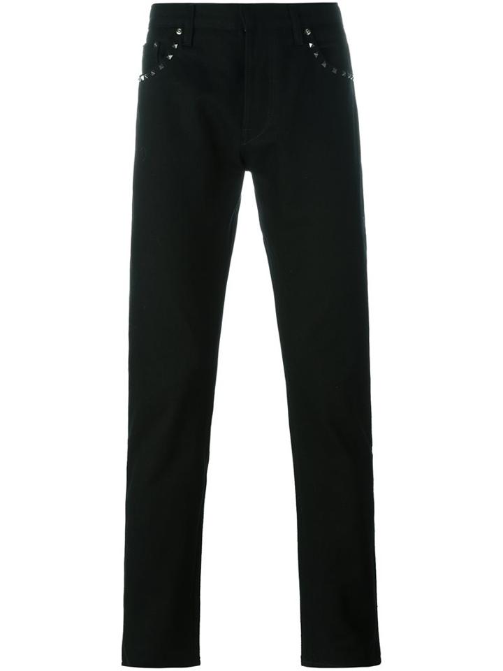 Valentino 'rockstud' Slim-fit Jeans, Men's, Size: 30, Black, Cotton/polyester